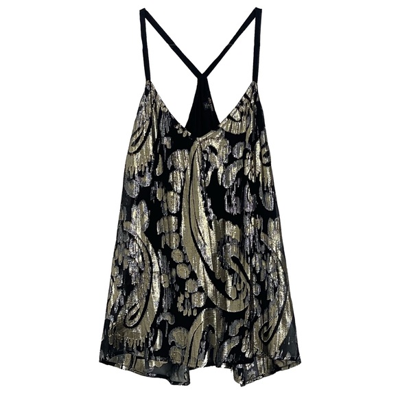 Ella Moss Tops - Ella Moss Metallic Paisley Silk Tank